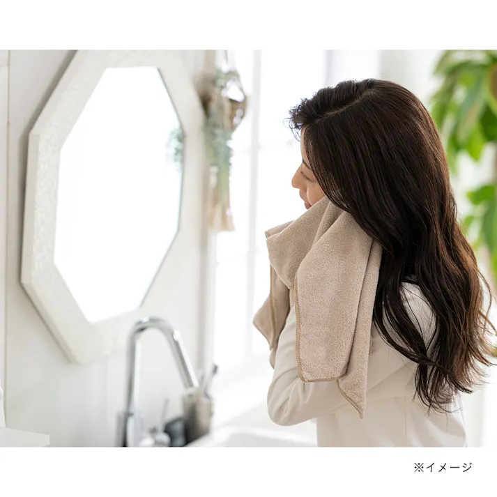 マイクロファイバー吸水フェイスタオル ベージュ 34×80cm