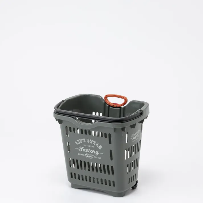 Kumimoku キャスター付きバスケット グレー 幅47cm 高さ45cm 奥行35cm