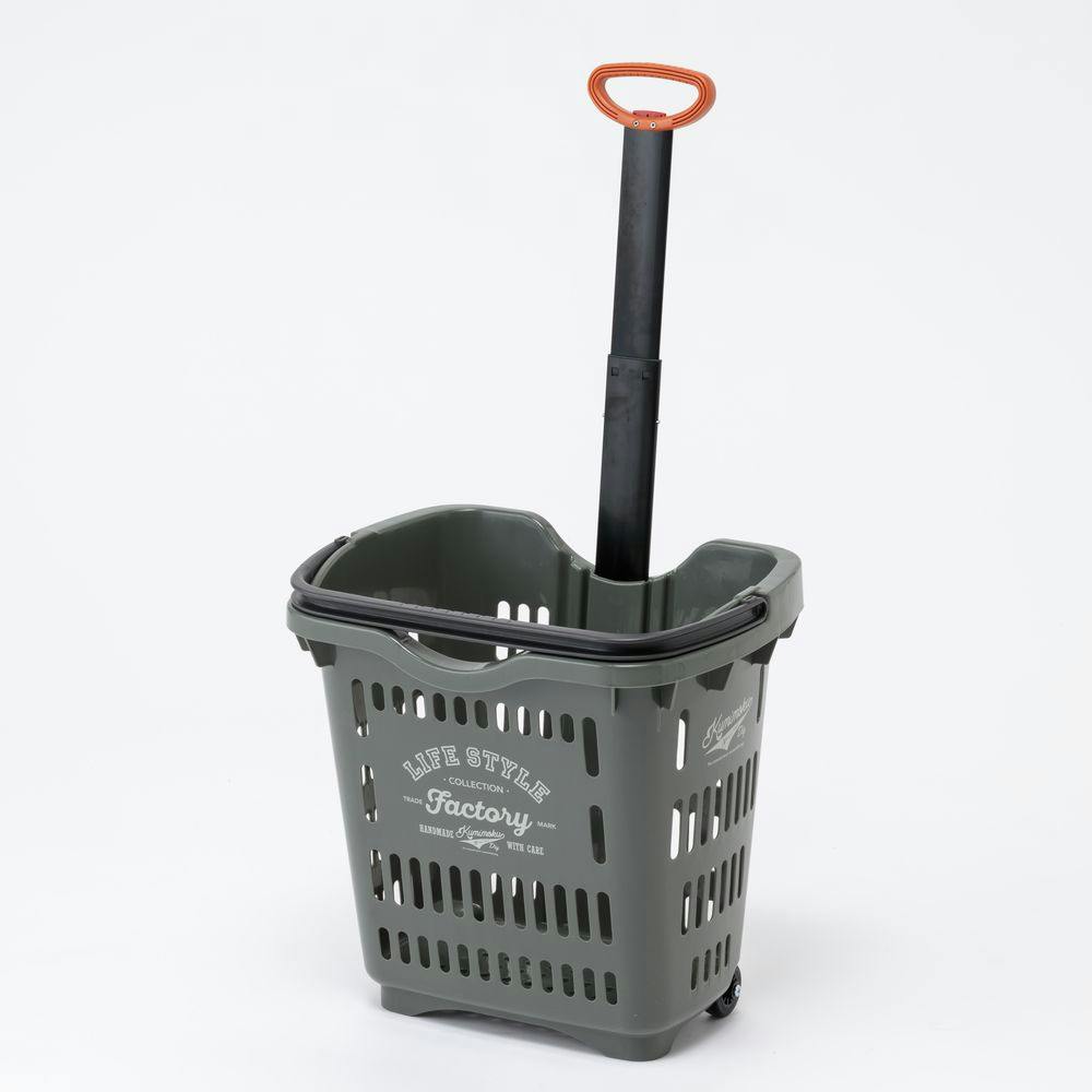 Kumimoku キャスター付きバスケットグレー 幅47cm 高さ45cm 奥行35cm