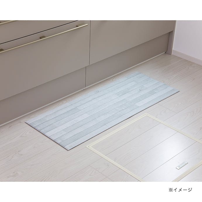 防炎抗菌 PVCキッチンマット 木目ホワイト 45×120cm(販売終了)