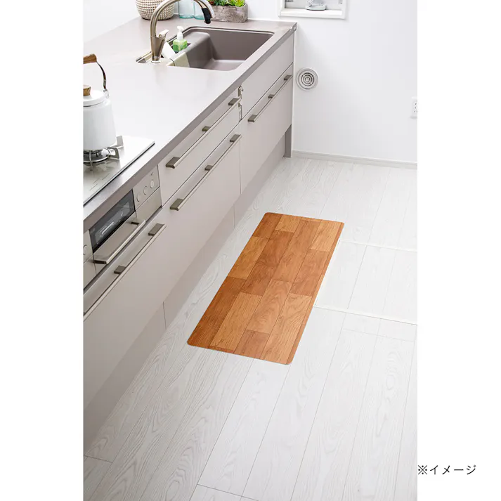 燃えにくい木目調フロアマット ライトブラウン 45×120cm
