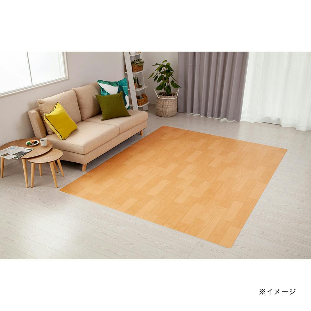 木製シンプルラグマット 燃えにくい木目調フロアラグ ベージュ 180×220cm | ラグ