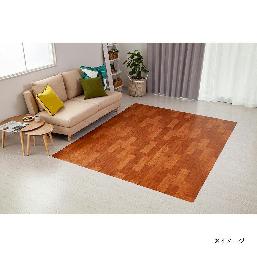 木製シンプルラグマット 燃えにくい木目調フロアラグ ライトブラウン 200×250cm | ラグ