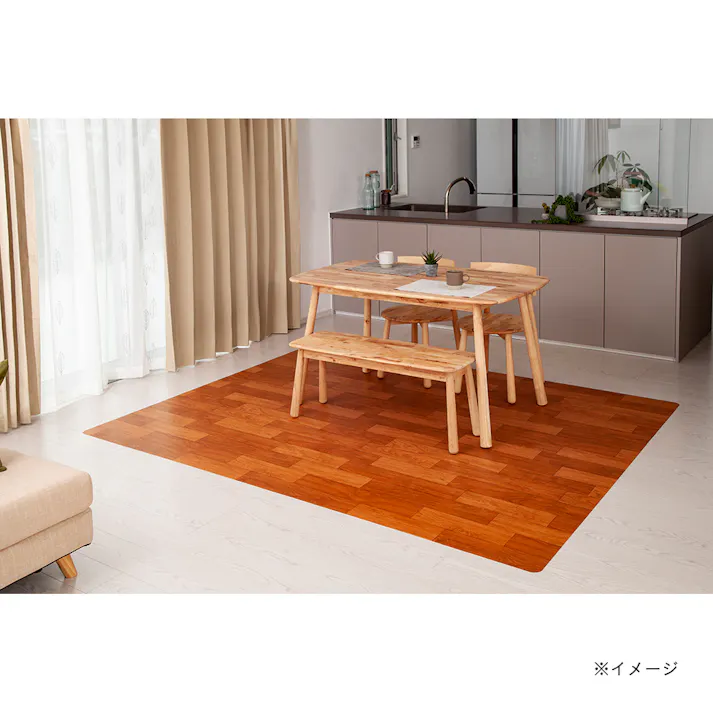 燃えにくい木目調フロアラグ ライトブラウン 200×250cm