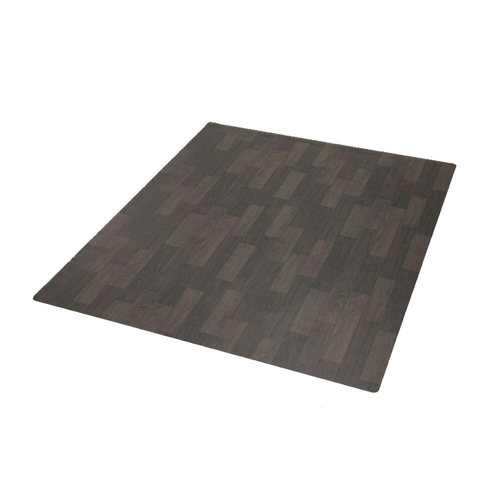 燃えにくい木目調フロアラグ ダークブラウン 200×250cm
