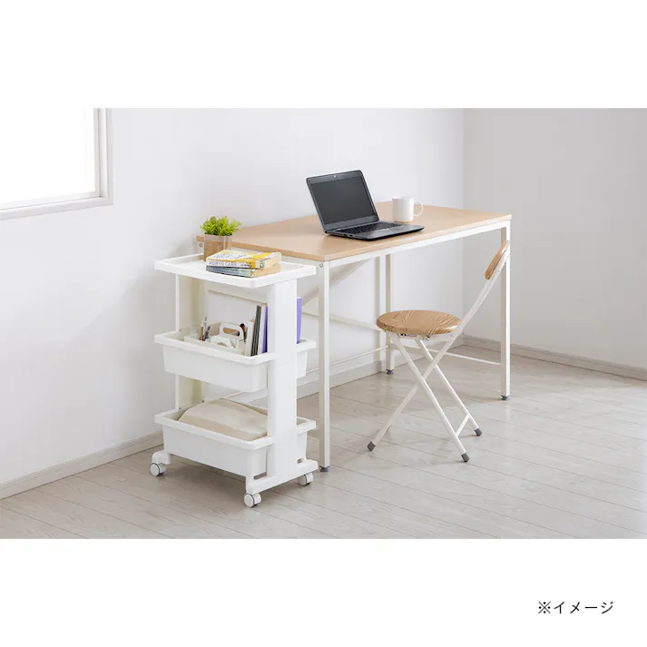 カインズ テーブルワゴン3段 シンプルホワイト 幅45cm 奥行30cm 高さ71.5cm プラスチック製キッチンワゴン マルチワゴン