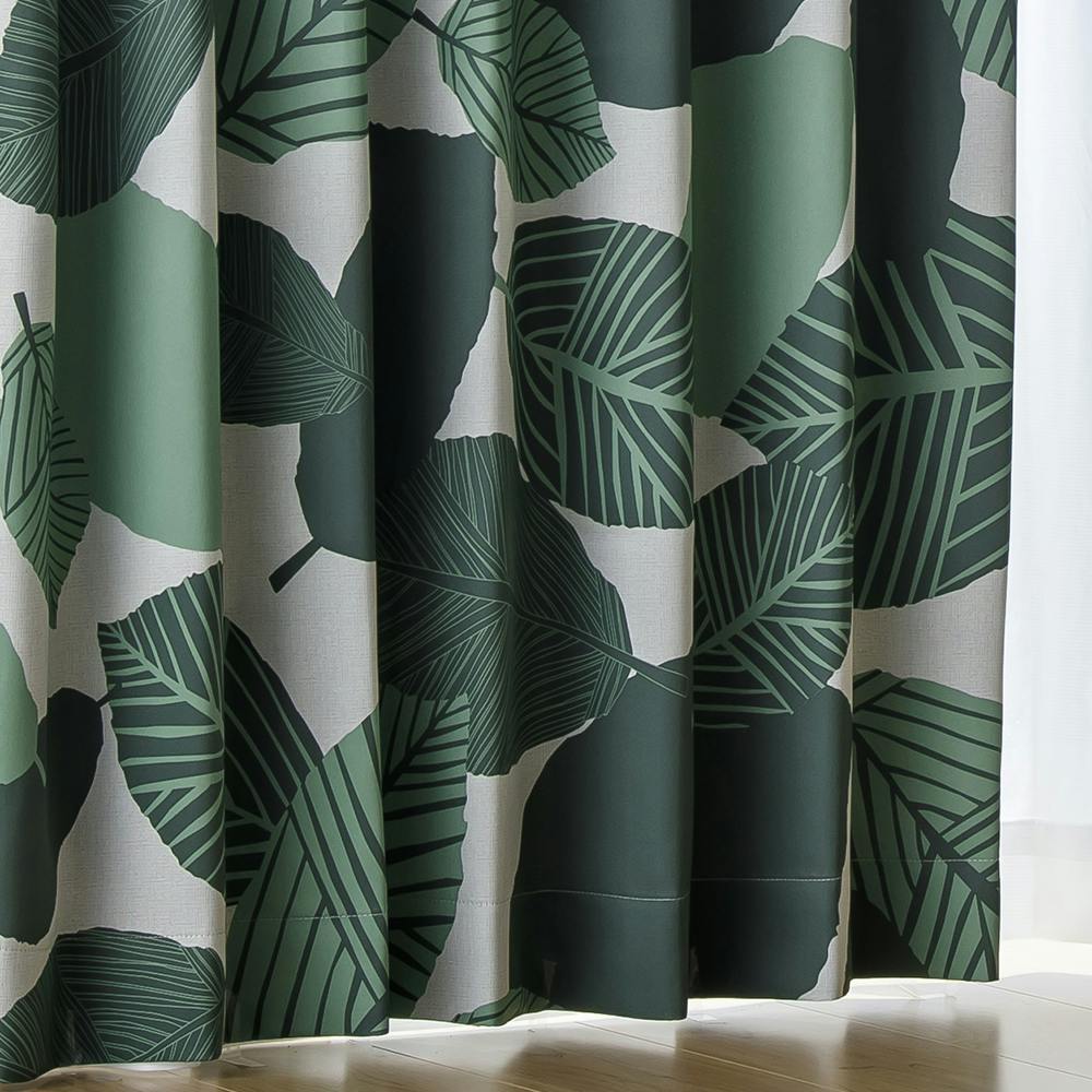 遮光カーテン リーフグリーン 100×110cm 2枚組 | カーテン・カーテン