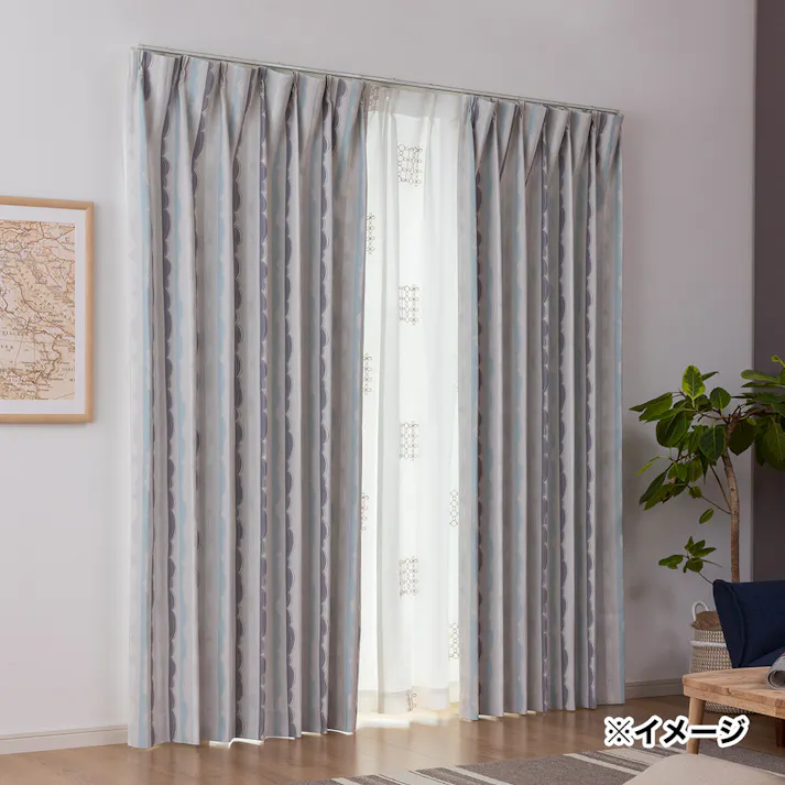 遮光カーテン ストライプ アイボリー100×135cm 2枚組