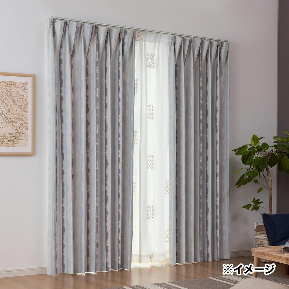 ホワイト ストライプカーテン 約200cm x 150cm 遮光カーテン ストライプ アイボリー200×230cm 1枚入 | カーテン