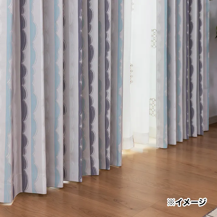 遮光カーテン ストライプ アイボリー200×230cm 1枚入