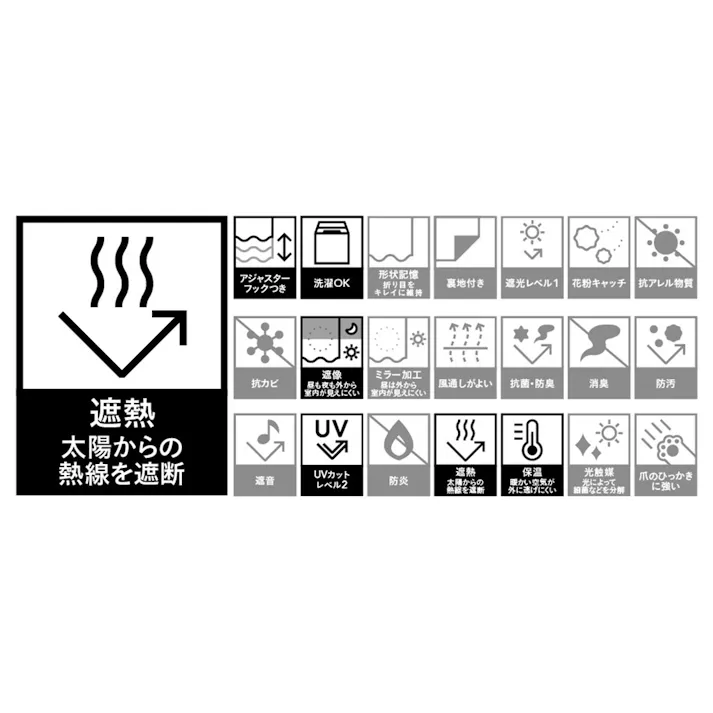 遮熱・遮像 ボトムリーフ 100×108cm 2枚組 レースカーテン