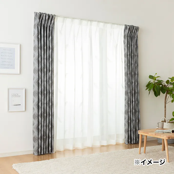 フェザー ホワイト 100×108cm 2枚組 レースカーテン