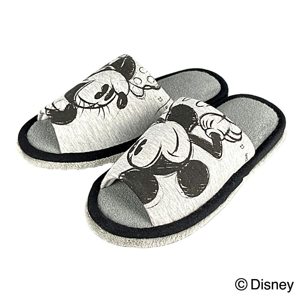 掃除もできるスリッパ ミッキーマウス＆ミニーマウス グレー