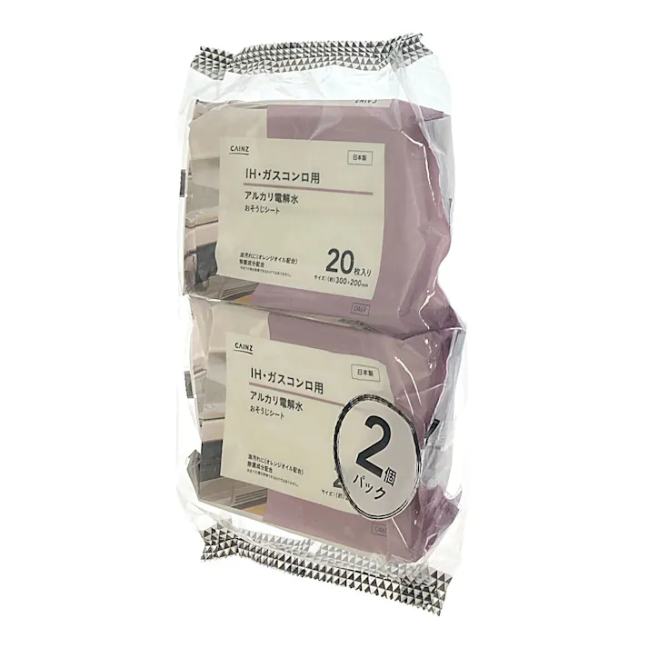 カインズ アルカリ電解水おそうじシート IH・ガスコンロ用 20枚×2個パック