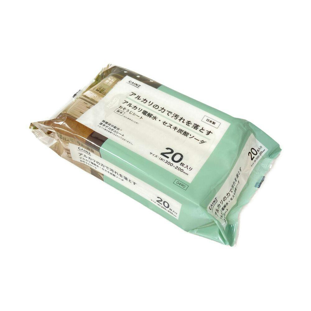 カイジです カインズ アルカリ電解水・セスキ炭酸ソーダ おそうじシート 厚手 20枚