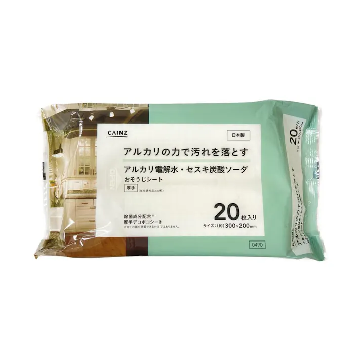 カインズ アルカリ電解水・セスキ炭酸ソーダ おそうじシート 厚手 20枚入