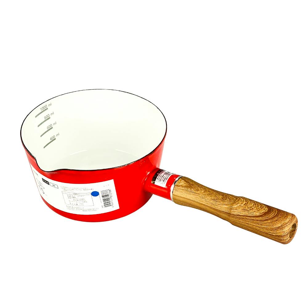 ホーローミルクパン 15cm レッド 片手鍋