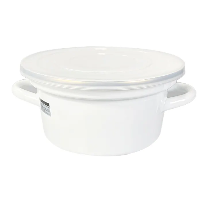 ふきこぼれにくいホーロー両手鍋 18cm ホワイト