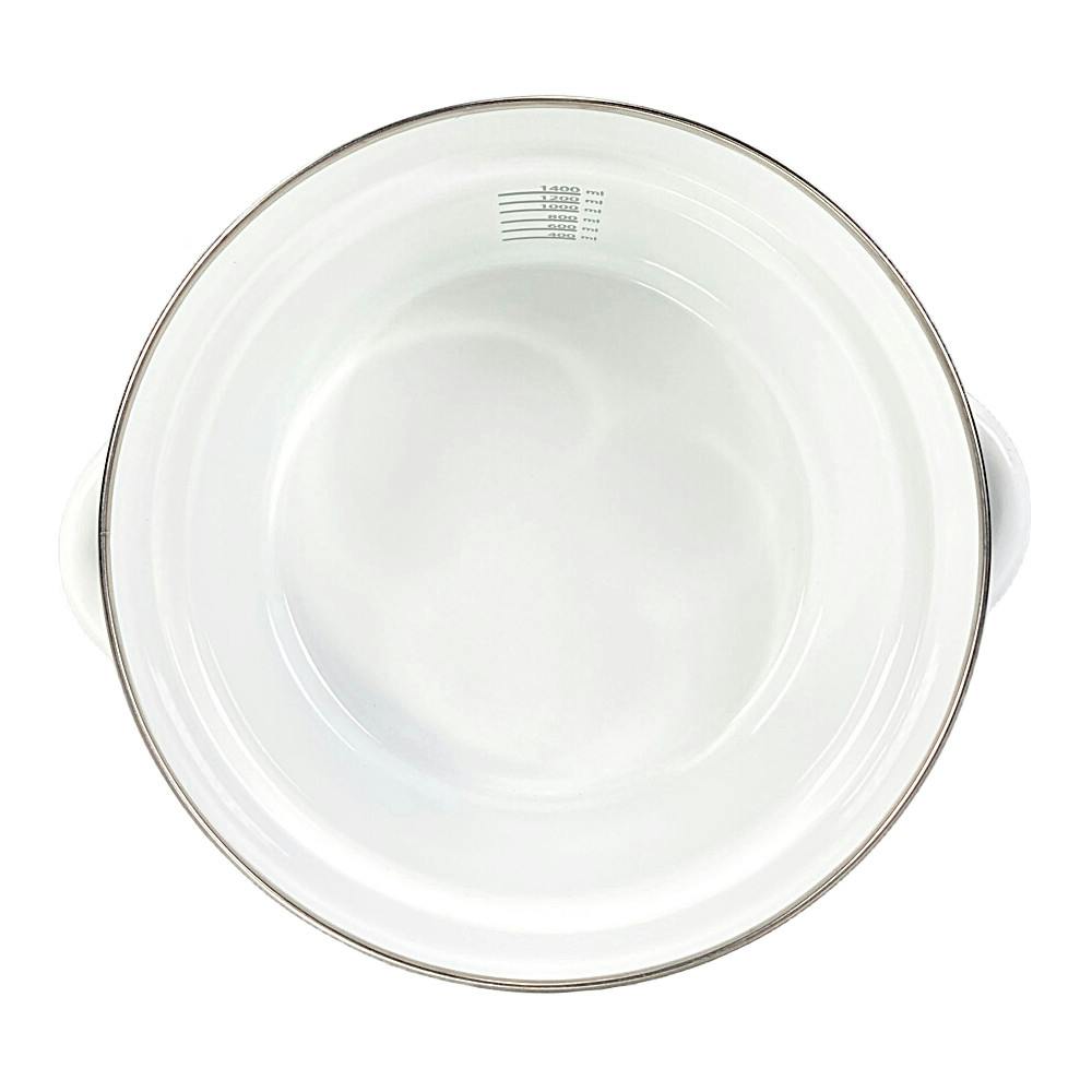 ふきこぼれにくいホーロー両手鍋 18cm ホワイト | 鍋・やかん