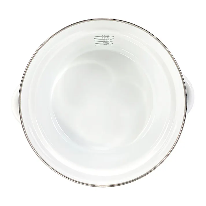 ふきこぼれにくいホーロー両手鍋 18cm ホワイト