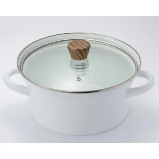 ふきこぼれにくいホーロー両手鍋 ホワイト 20cm