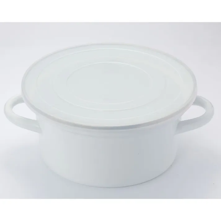 ふきこぼれにくいホーロー両手鍋 ホワイト 20cm