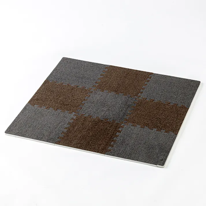&Pet縁付パズルラグマット ブラウン/ダークグレー 30×30cm 9枚組セット