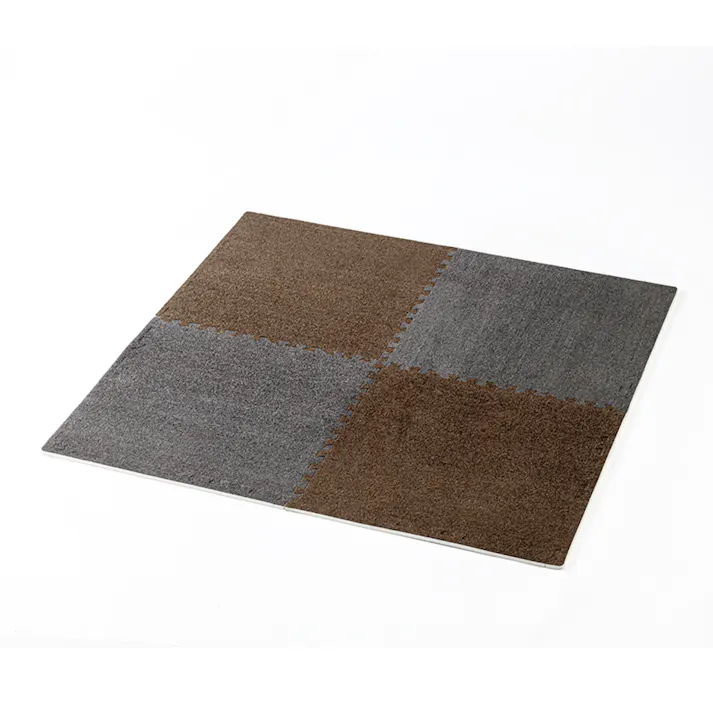 &Pet縁付大判パズルラグマット ブラウン/ダークグレー 58×58cm 4枚組セット