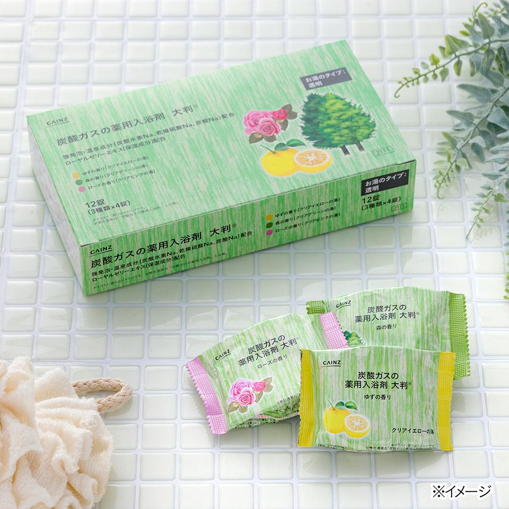 カインズ 炭酸ガスの薬用入浴剤 大判 70g×12錠(3種類×各4錠) | 入浴剤