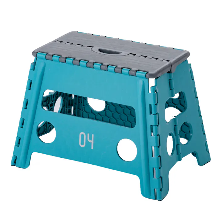 持ち運びしやすい折りたたみ踏み台 ワイド ブルー