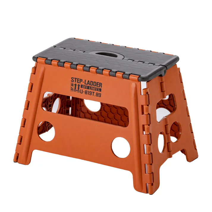 持ち運びしやすい折りたたみ踏み台 ワイド オレンジ