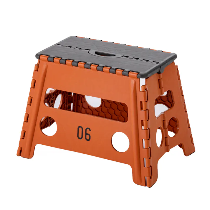 持ち運びしやすい折りたたみ踏み台 ワイド オレンジ