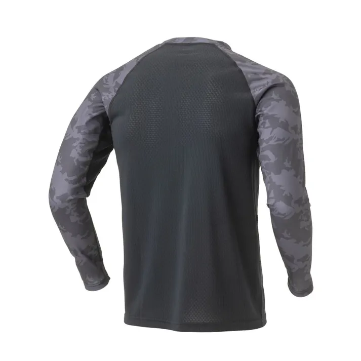 スピードドライ メッシュ切替Tシャツ 長袖 ブラックカモフラ 3L