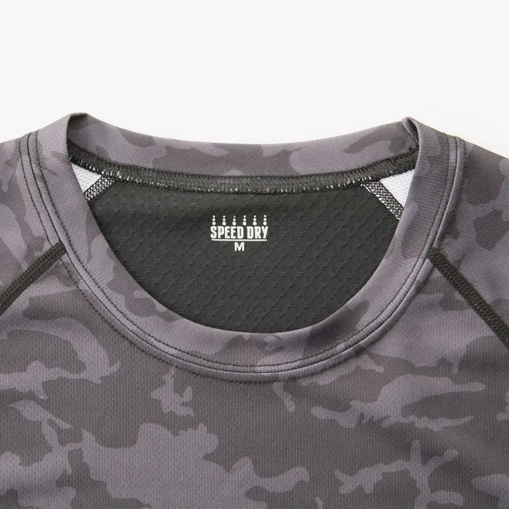 スピードドライ メッシュ切替Tシャツ 長袖 ブラックカモフラ 3L