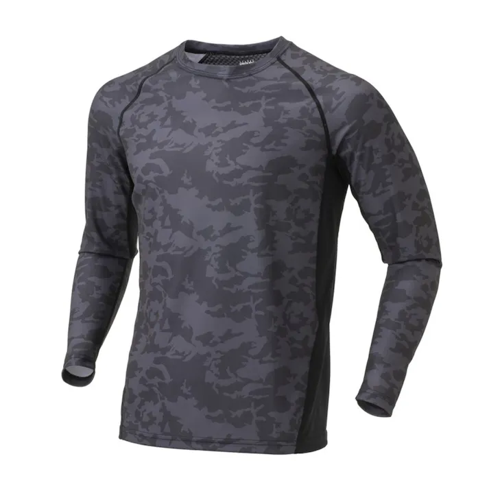 スピードドライ メッシュ切替Tシャツ 長袖 ブラックカモフラ 3L
