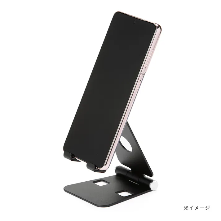 カインズ 三つに折りたためるアルミスマホスタンド ブラック