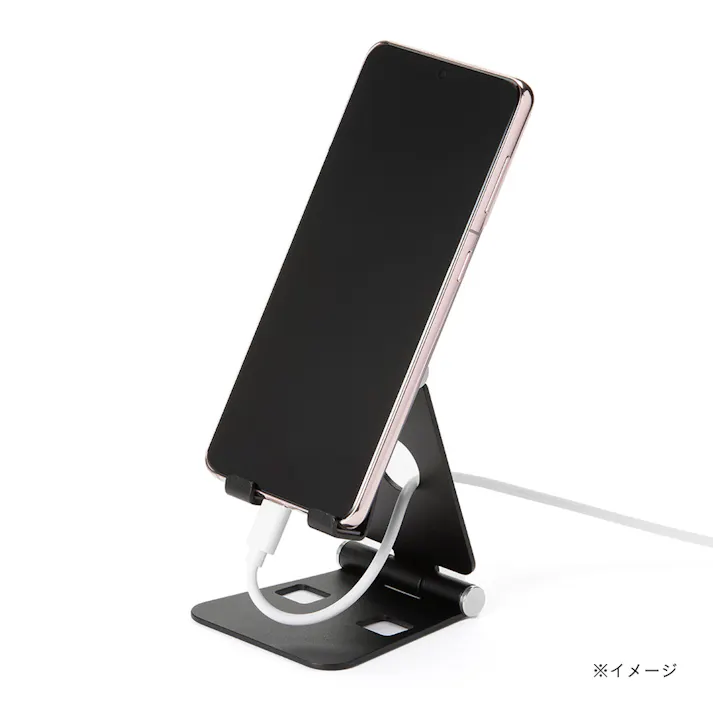 カインズ 三つに折りたためるアルミスマホスタンド ブラック