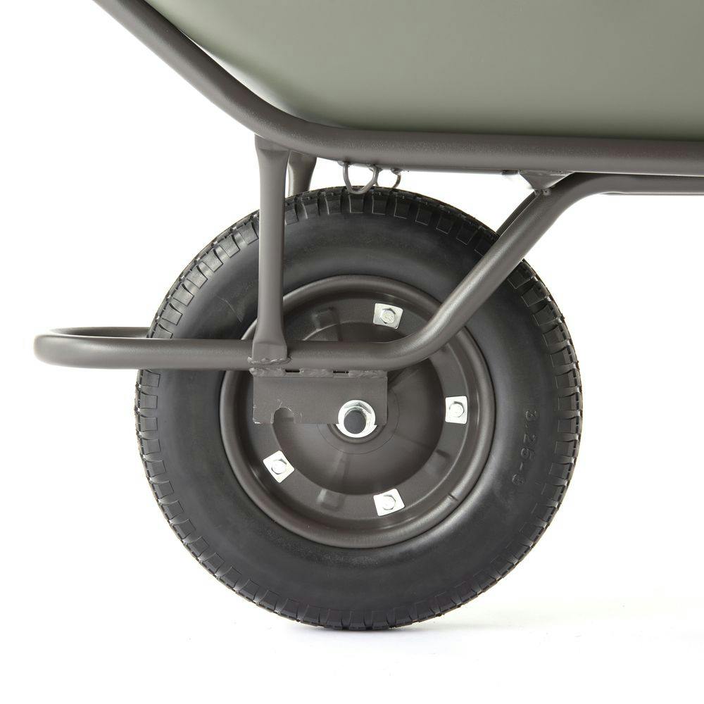 カインズ コンテナを載せやすい浅型一輪車 ノーパンク ダークグリーン