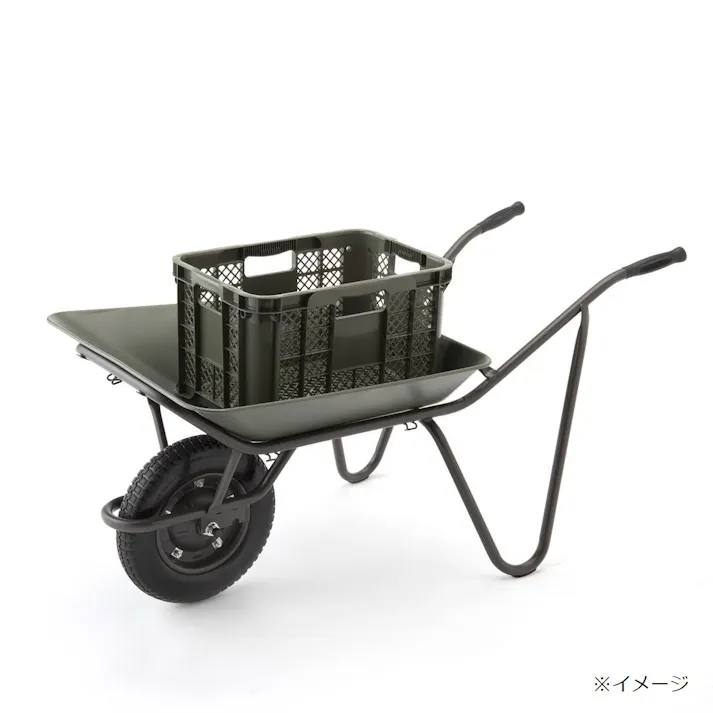 カインズ コンテナを載せやすい浅型一輪車 ノーパンク ダークグリーン CKI-01【SU】