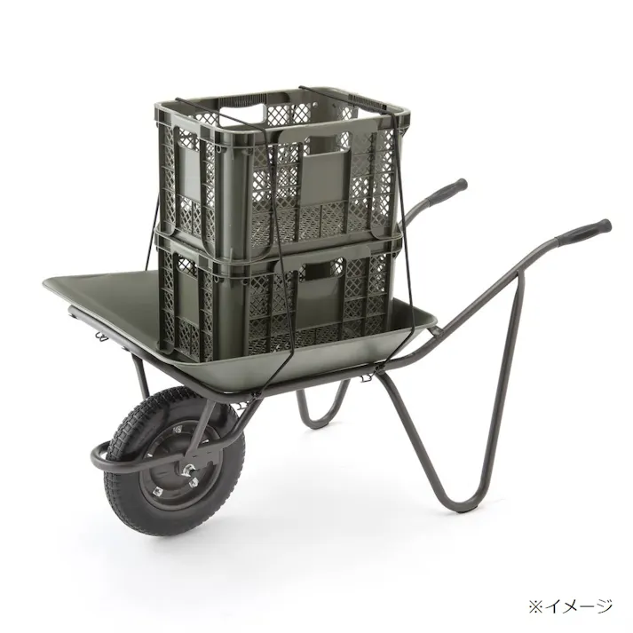 カインズ コンテナを載せやすい浅型一輪車 ノーパンク ダークグリーン CKI-01【SU】