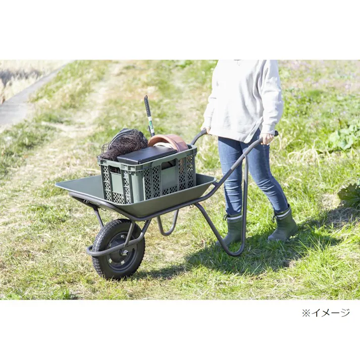 カインズ コンテナを載せやすい浅型一輪車 ノーパンク ダークグリーン CKI-01【SU】