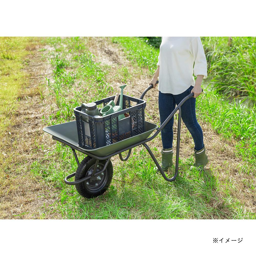 一輪車　農業　キャンプ 農作業や建設作業がラクになるコンテナがぴったり収まる一輪車