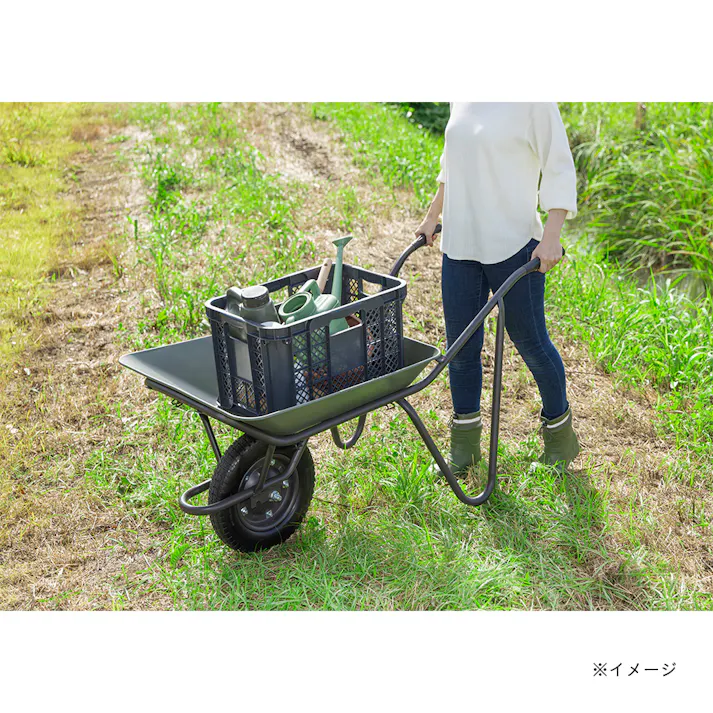 カインズ コンテナを載せやすい浅型一輪車 ノーパンク ダークグリーン CKI-01【SU】