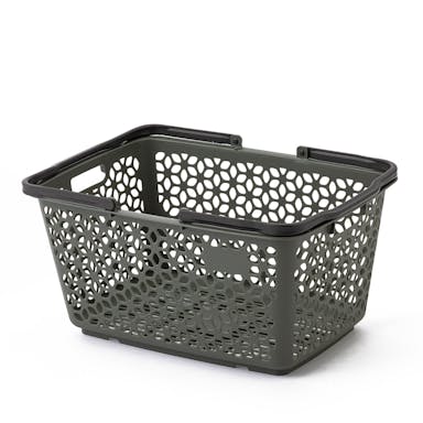 中身が入ったまま積み重ねできるバスケット ダークグリーン