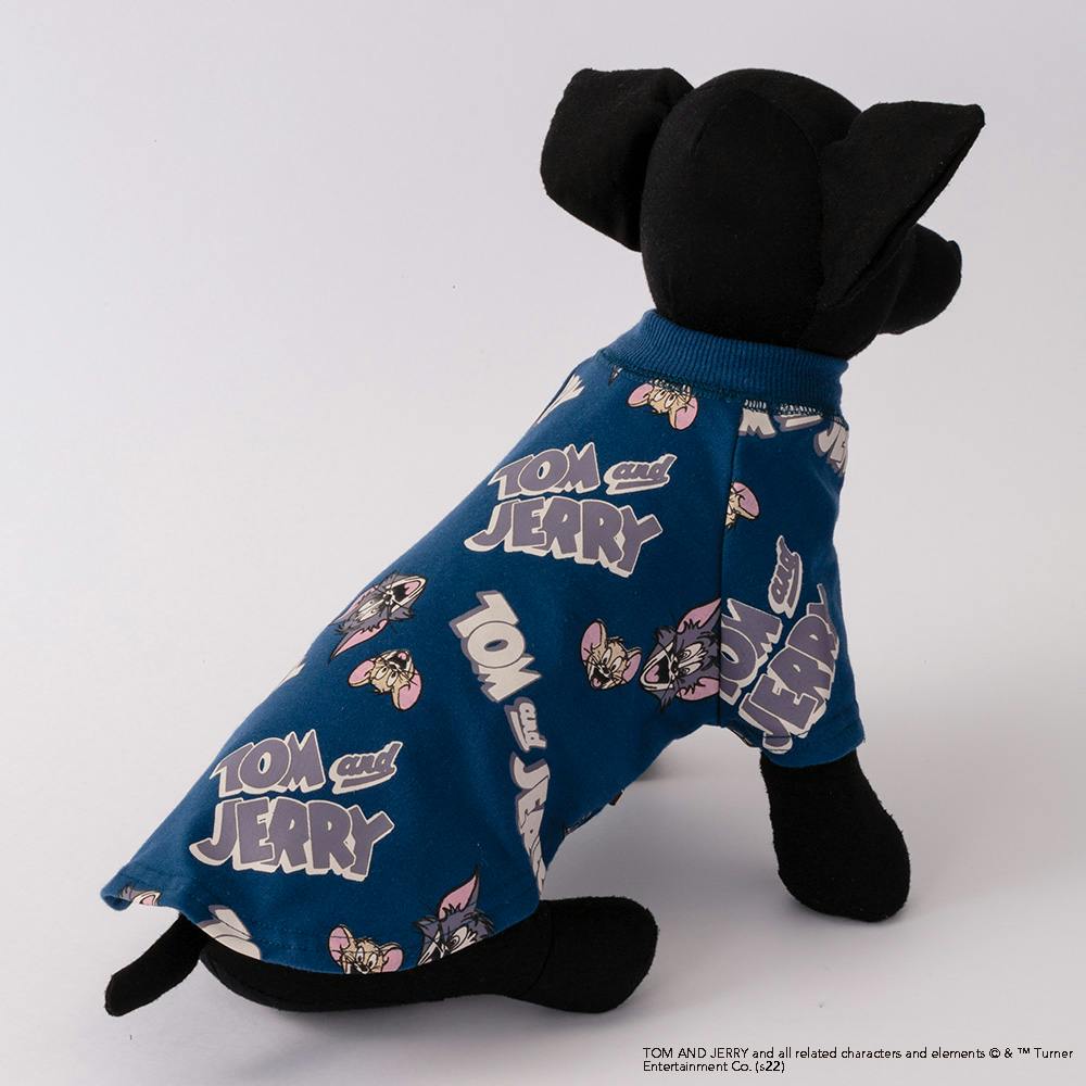 トムとジェリー総柄カットソー ネイビー MDサイズ ペット服(犬の