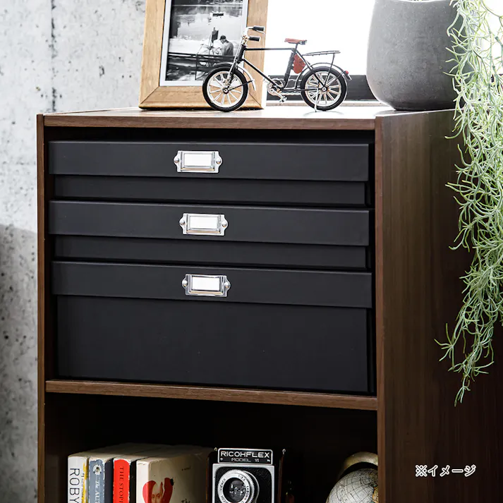 フタ付き収納BOX 深型 ブラック