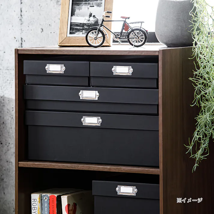 フタ付き収納BOX 深型 ブラック