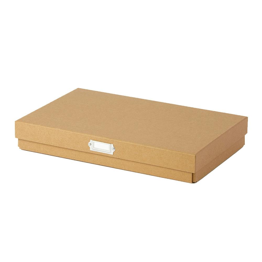 フタ付き収納BOX 浅型 ナチュラル | 卓上収納・ファイルケース 