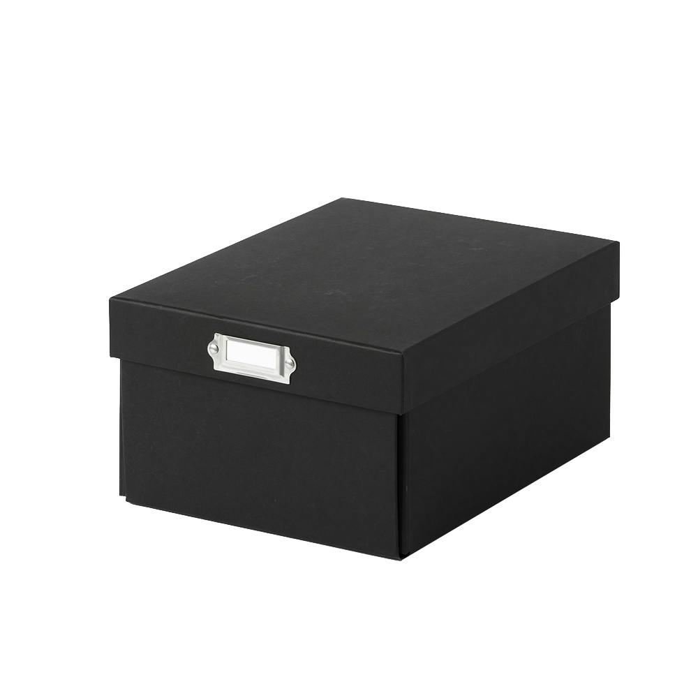 フタ付き収納BOX 深型(小) ブラック | 卓上収納・ファイルケース 