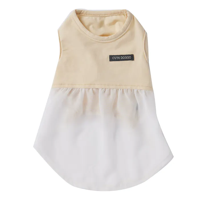 異素材MIXカットソー ベージュ Mサイズ ペット服(犬の服)(販売終了)